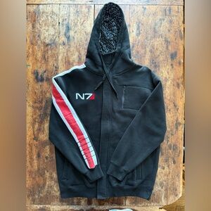 N7 Mass Effect Men’s Large Bio Ware Black Zip Up Long Sleeve Hoodie Sweatshirtrt